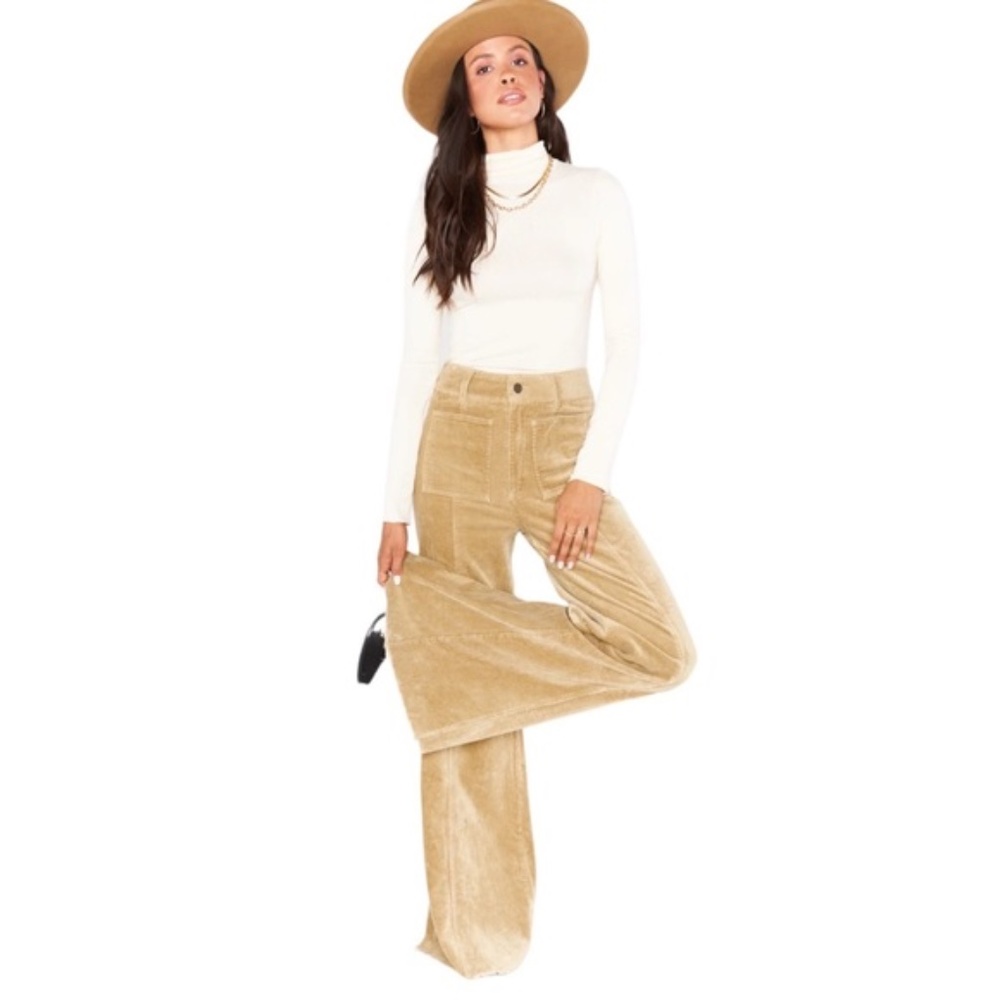 Show Me Your MuMu Beige Corduroy Wide-Leg Flare Pants